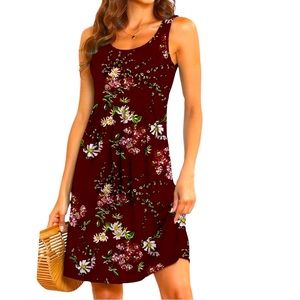 Women’s Burgundy Floral Dress Size Large